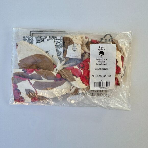 Kate Quinn Head Bow | Large Knot, Cranberries Print | 12–24M (L) | NWT (new with - Picture 1 of 2